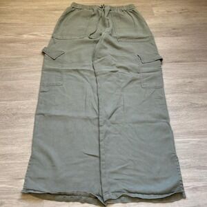 Baggy Wide-Leg Olive Green Cargo Pants Y2K Vintage 29x30